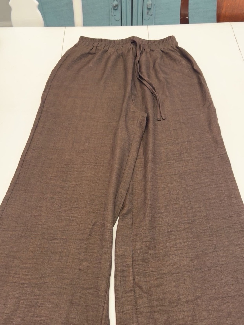 Relaxed Wide-Leg Brown Drawstring Jumpsuit